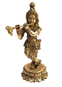 Brass Krishna with Nandi Statue