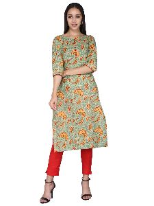 Cotton Printed Straight Kurta