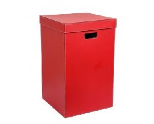 Red Leather Square Laundry Box