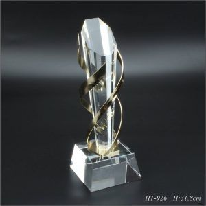 Gold Spiraled Crystal Trophy