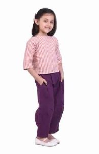 Purple Dhoti Khadi Kids Lining Top