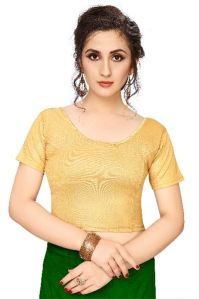 Jelite Premium Women's Stretchable Readymade Golden Shimmer Plain Saree Blouse