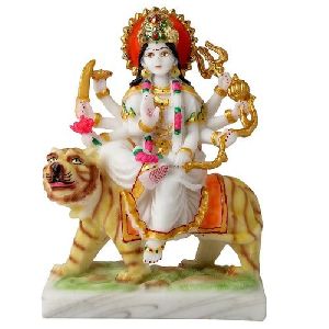 Multicolor Marble Durga Statue