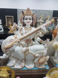 Multicolor Marble Saraswati Statue