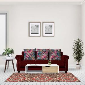 Maroon Celestia Three Seater Sofa