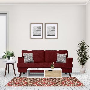 Maroon Joy Three Seater Sofa