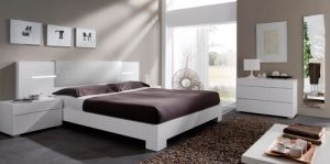 White Wooden Double Bed