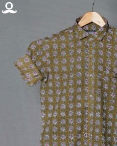 Mehandi Color Flower Print Shirt