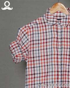 White Cotton Checks Shirt