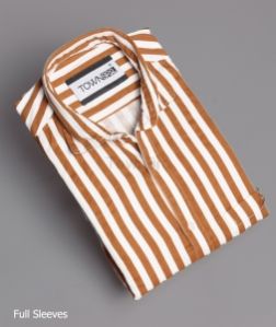 Yellow Full Sleeves Cotton Stripe Shirt