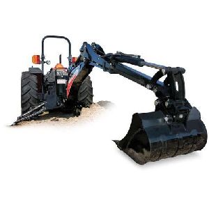 Grey Tractor Backhoe