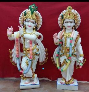 Marble RadhaKrishna Colour Statue