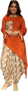 Rust Red Kurti with Peshawari Pant