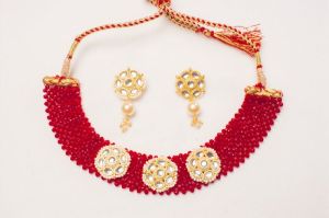 Trendy Dark Red Choker Necklace Set