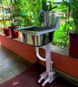 Foot Operated Washbasin and Soap Dispenser