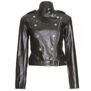 Womens Black Cropped Leather Jacket