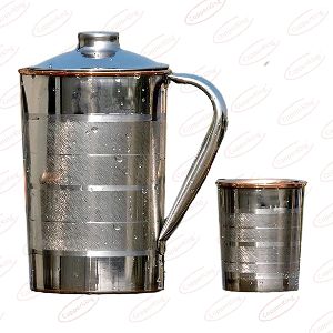 Steel Copper Glass Jug Set