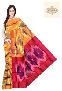 Ikat Style Handloom Silk Saree