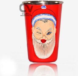 Hand Painted Enamelware Stainless Steel Santa Claus Tumbler