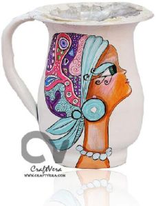 Hand Painted Enamelware Stainless Steel Girl Motif Jug