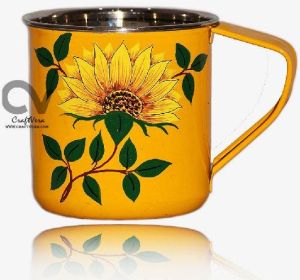 Hand Painted Enamelware Stainless Steel Sunflower Mug