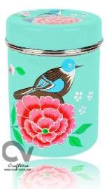 Hand Painted Enamelware Stainless Steel Tea Caddy