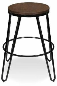 Wooden Top Bar Stool with Iron Legs