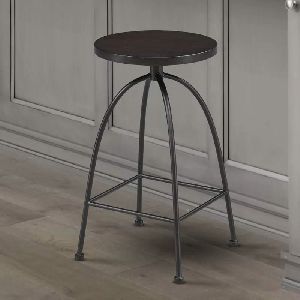 Wooden Top Bar Stool with Iron Legs