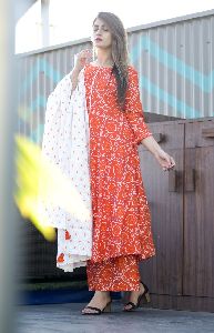 Cotton Mulmul Orange Kurti