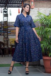 Rayon Navy Blue Kurti