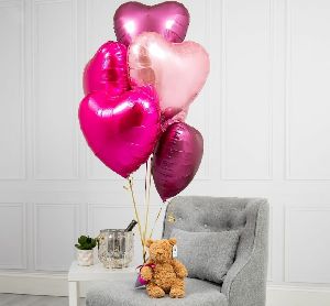 Bunch of 6 Pink Heart Balloon