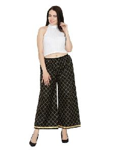 Zari Chikan Palazzo Pant for Ladies_Black