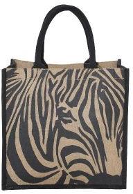 Zebra Texture Print PP Laminated Jute Tote Bag