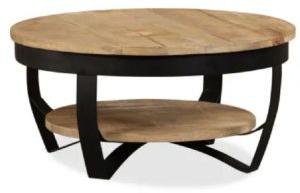 Solid Rough Mango Wood and Powder Coated Steel Legs Center Table