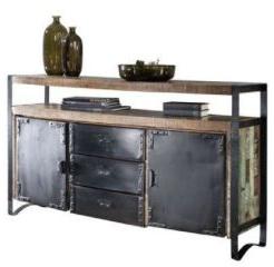 150x43x90 cm Solid Waste Wood and Iron Sideboard