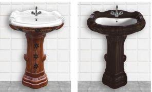 Wooden Vitrosa Big Sterling Pedestal Wash Basin