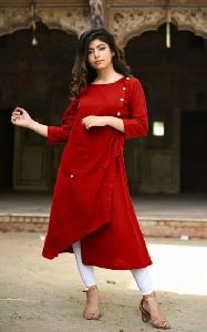 Red Asymmetric Kurti