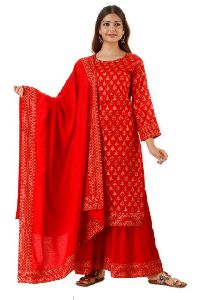 Red Kurti Sharara Set