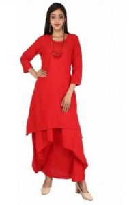 Red Kurti with Dhoti