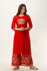 Red Kurti with Palazzo