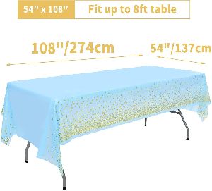 HIPPITY HOP PLASTIC BLUE & GOLD POLKA DOT PRINTED TABLE COVER
