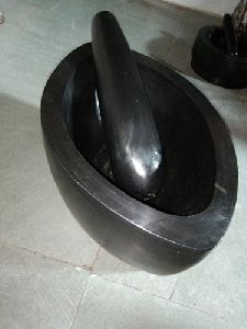 18 Inch Black Narmada Stone Boat Shape Kharal