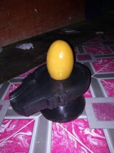 Yellow Antique Shivling With Jaldhari Narmada Stone