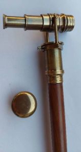 Antique Brass Telescope Handle Three Fold Cane Stick