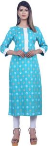 NIT-556 Women Blue Rayon Kurta