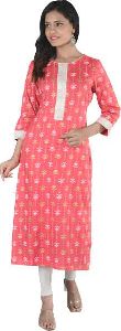 NIT-556 Women Pink Rayon Kurta