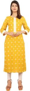 NIT-556 Women Yellow Rayon Kurta