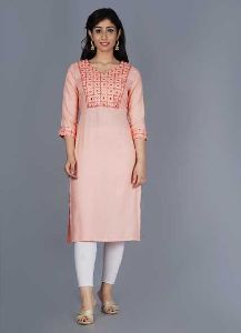 NIT-557 Women Pink Rayon Kurta