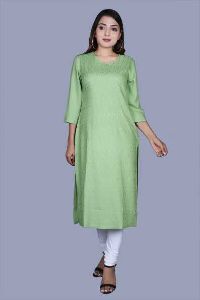 NIT496 Women Green Rayon Kurta