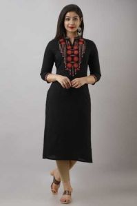 NIT-528 Women Black Rayon Kurta